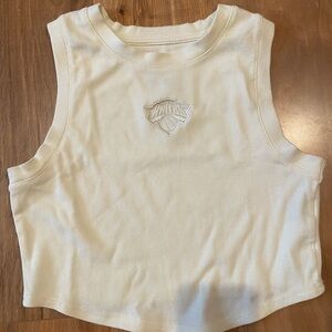 Ultra Game NBA Knicks Cream Ribbed Crop Top